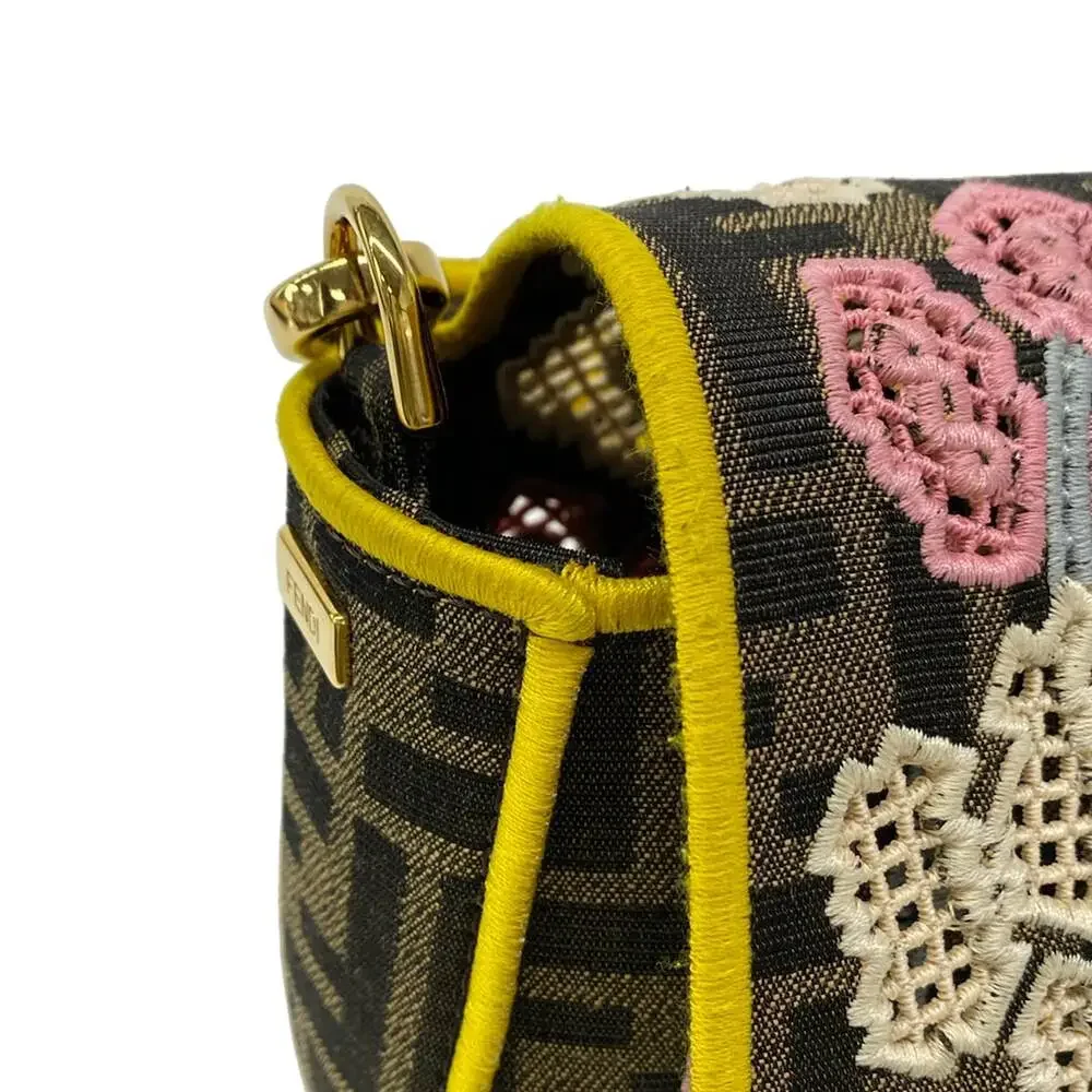 Fendi Mama Bucket Handbag 8BR600 Beige Dark Brown Multi